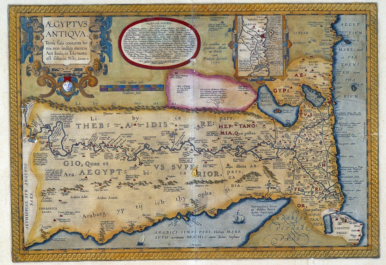 Kort over det gamle Egypten - af Abraham Ortelius, Antwerpen af Abraham Ortelius