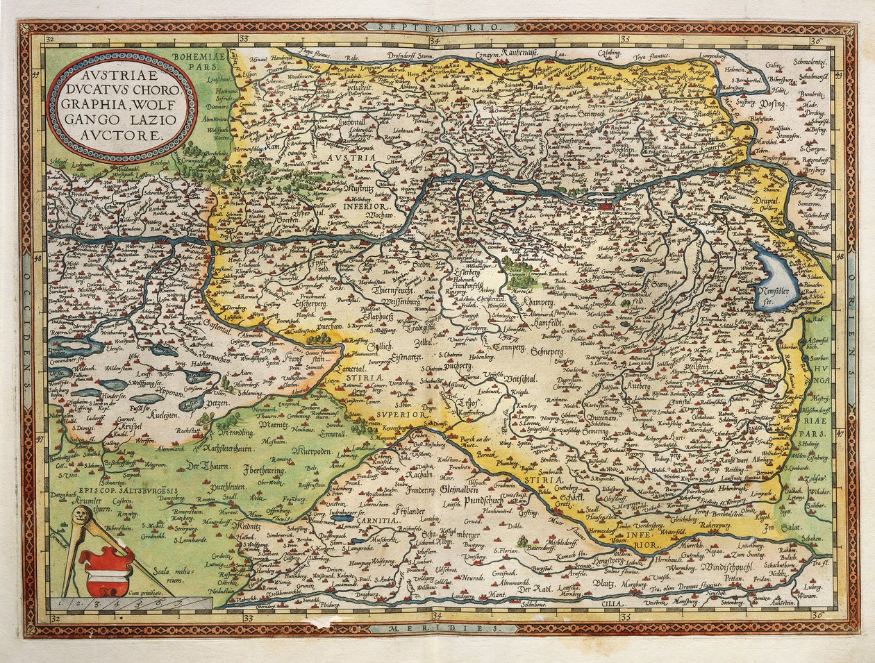 Kort over Østrig, fra Theatrum Orbis Terrarum af Abraham Ortelius af Abraham Ortelius