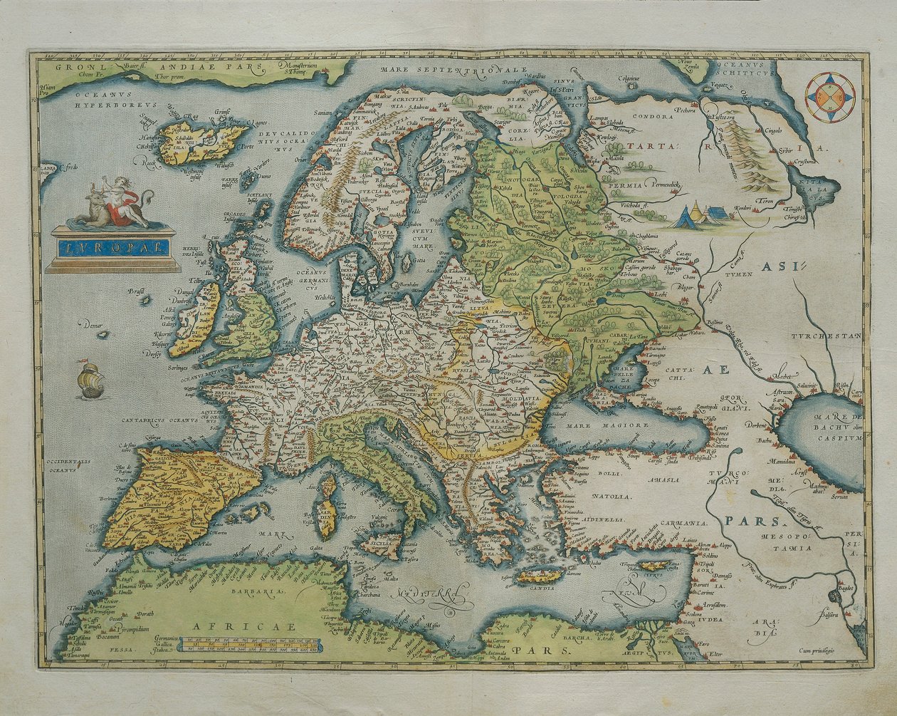 Kort over Europa, fra Theatrum Orbis Terrarum af Abraham Ortelius af Abraham Ortelius