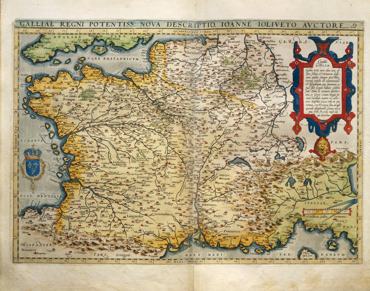Kort over Frankrig, fra Theatrum Orbis Terrarum af Abraham Ortelius af Abraham Ortelius