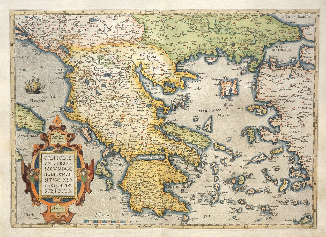 Kort over Grækenland, fra Theatrum Orbis Terrarum af Abraham Ortelius af Abraham Ortelius