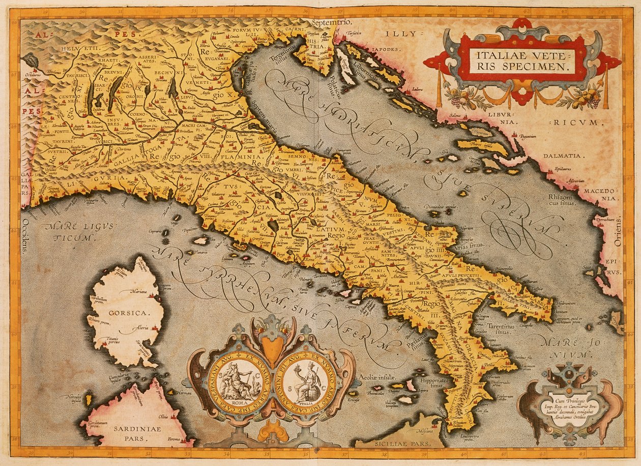 Kort over Italien af ​​Abraham Ortelius af Abraham Ortelius