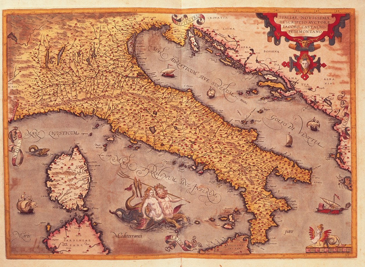 Kort over Italien fra Theatrum Orbis Terrarum, af Abraham Ortelius af Abraham Ortelius