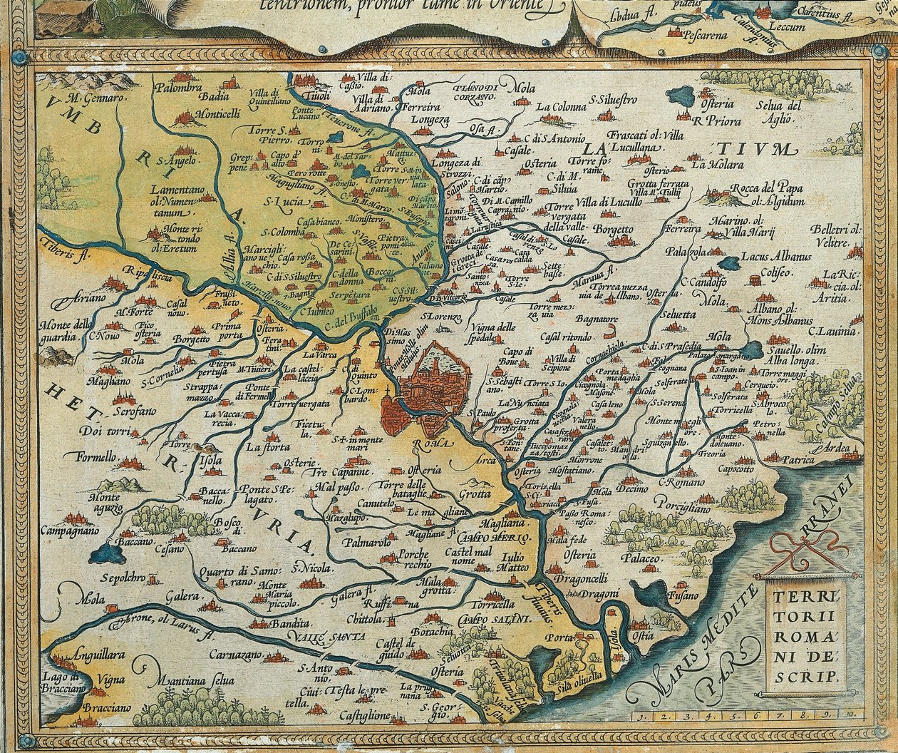 Kort over Lazio-regionen, fra The Theatre of the World af Abraham Ortelius af Abraham Ortelius
