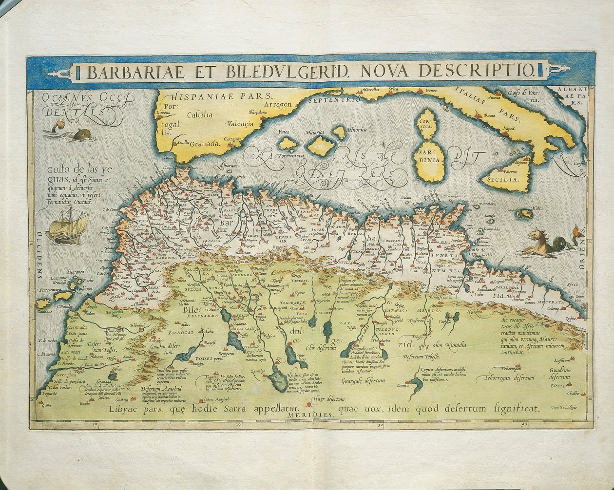 Kort over det nordlige Afrika, fra Theatrum Orbis Terrarum af Abraham Ortelius af Abraham Ortelius