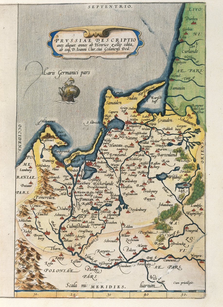 Kort over Preussen, fra Verdens Teater af Abraham Ortelius af Abraham Ortelius