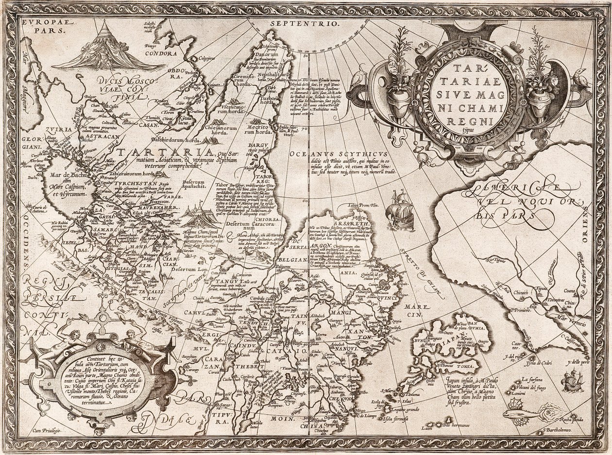 Kort over Rusland Fra: Verdenskort af Abraham Ortelius