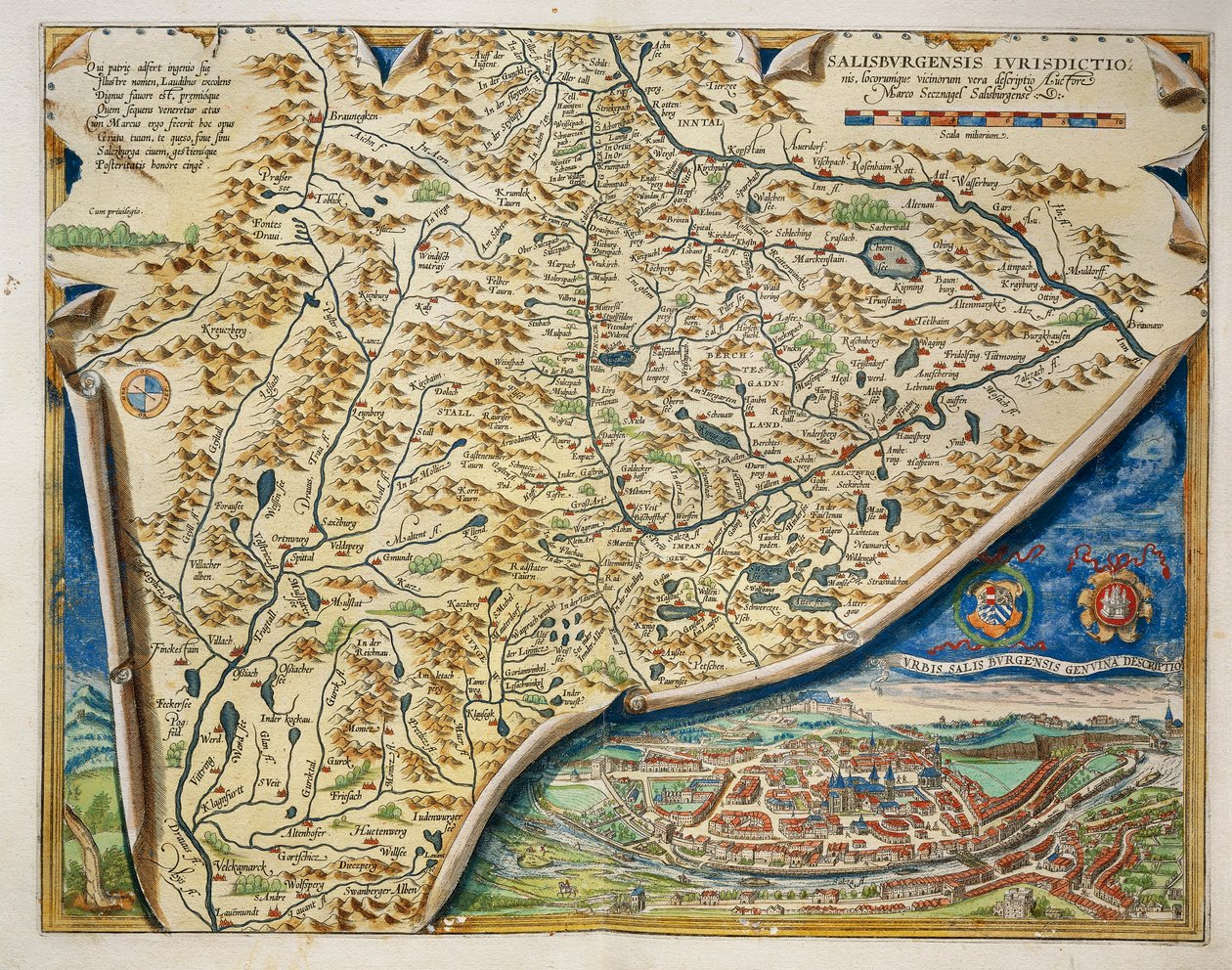 Kort over Salzburg stift, Østrig, fra Theatrum Orbis Terrarum af Abraham Ortelius af Abraham Ortelius