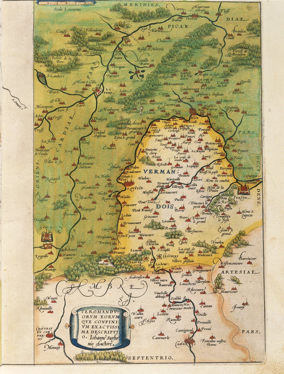 Kort over Vermandois, fra The Theatre of the World af Abraham Ortelius af Abraham Ortelius
