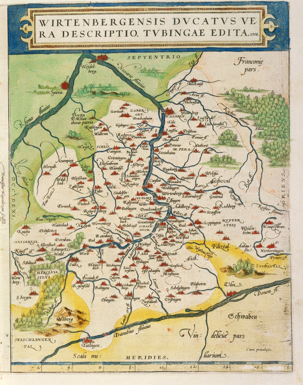 Kort over Württemberg, fra Theatrum Orbis Terrarum af Abraham Ortelius af Abraham Ortelius