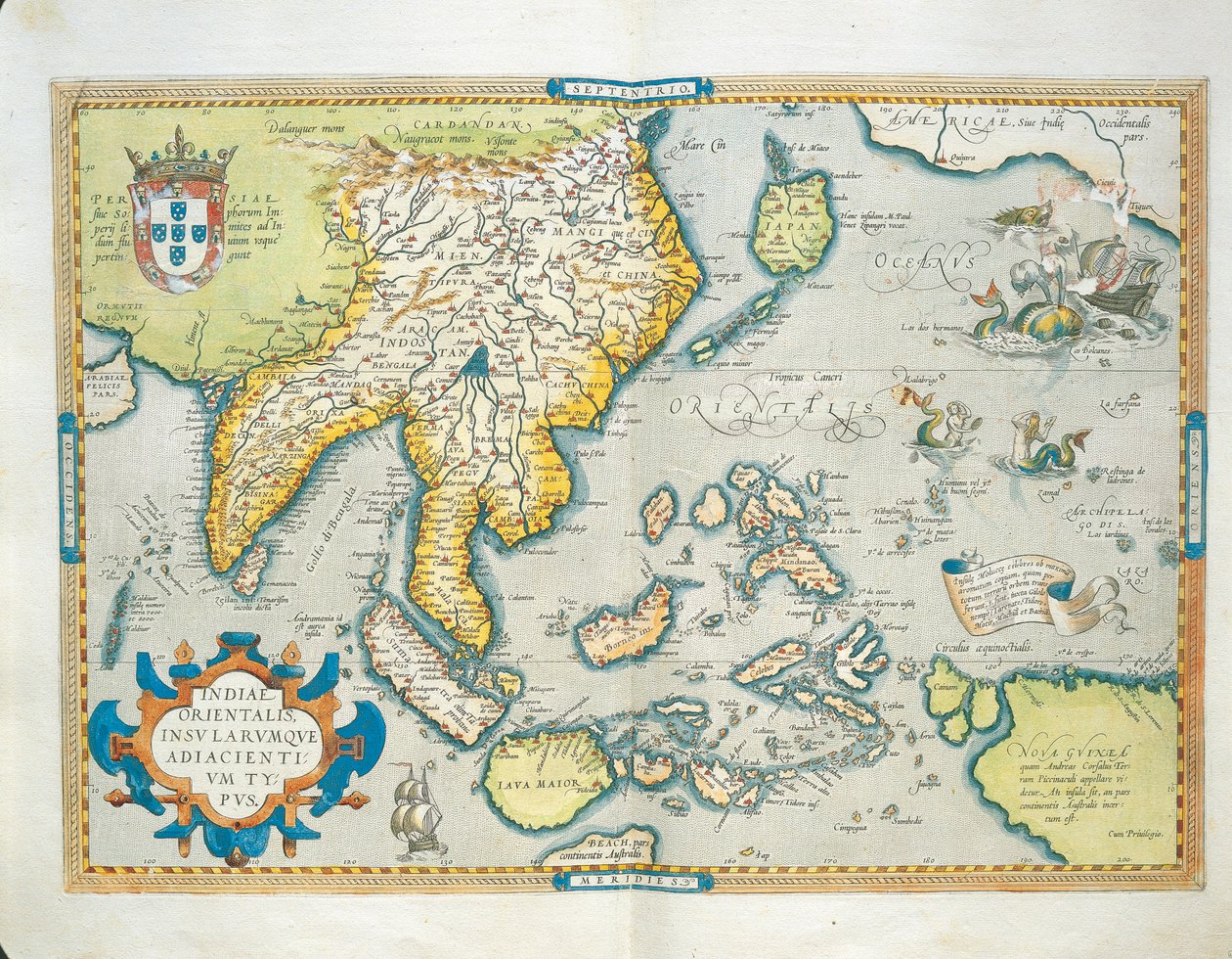 Kort over Indien, fra Theatrum Orbis Terrarum af Abraham Ortelius af Abraham Ortelius