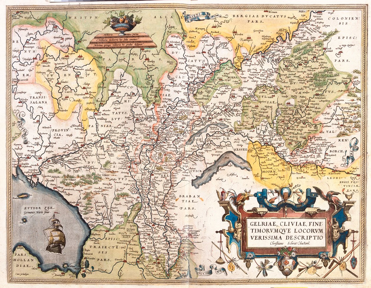 Holland (provins: Nordholland, Flevoland, Overijssel, Gelderland, Limburg), Tyskland (delstat: Niedersachsen, Nordrhein-Westfalen) af Abraham Ortelius