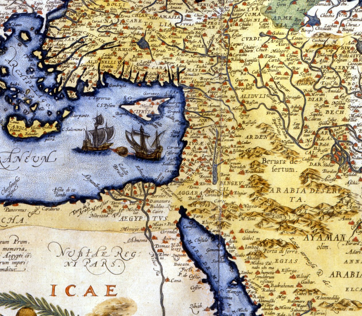 Palæstina og Ægypten efter Atlas of Abraham Ortelius, Amsterdam af Abraham Ortelius
