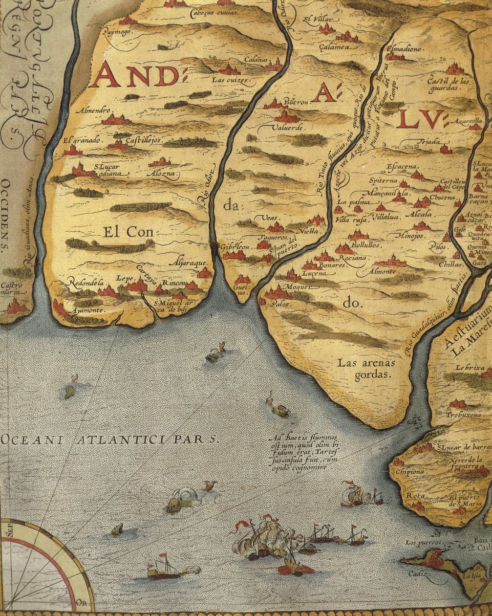 Port of Palos i Andalusien, fra The Theatre of the World af Abraham Ortelius af Abraham Ortelius