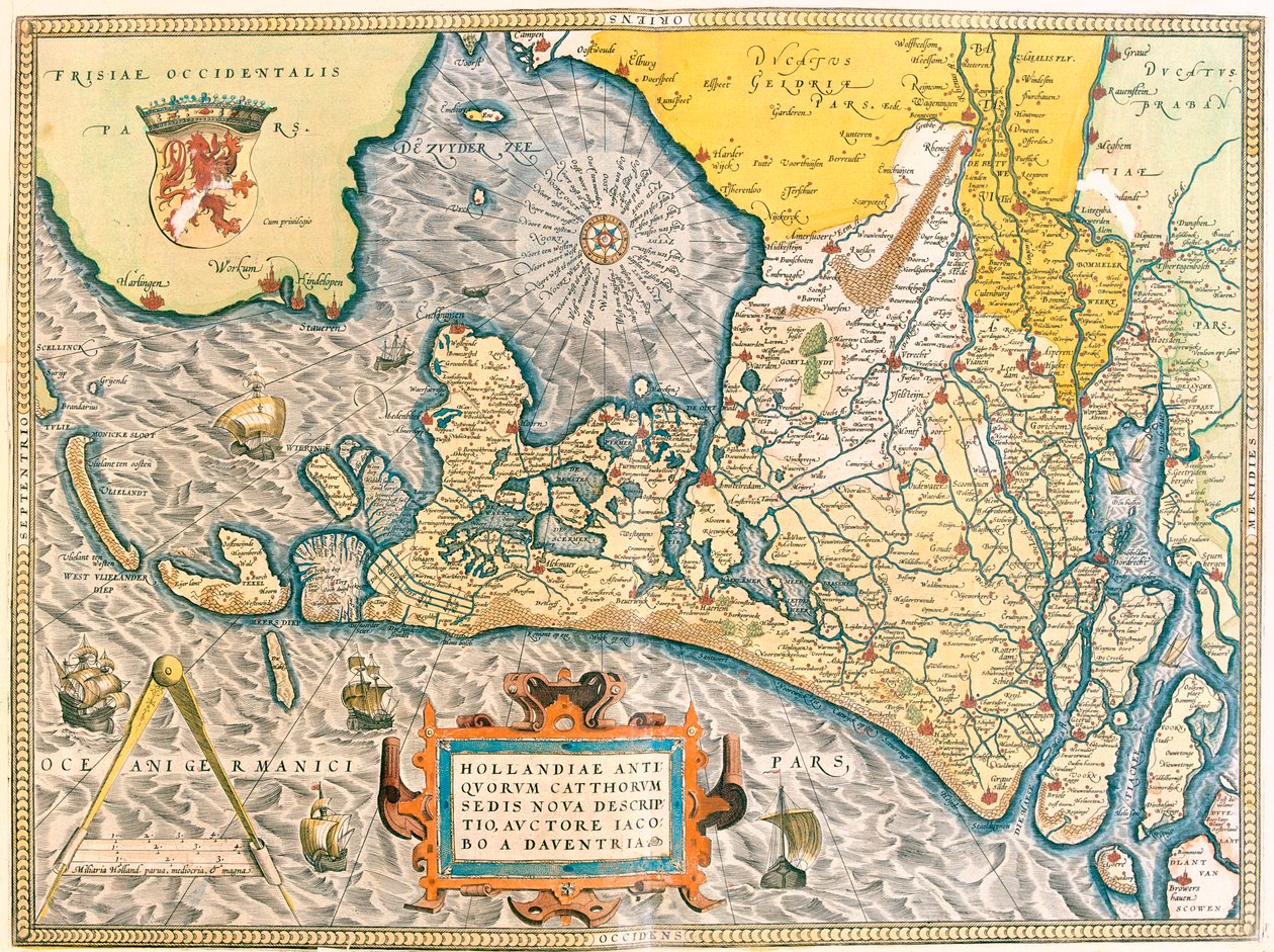 Provins: Friesland, Nordholland, Sydholland, Nord-Brabant, Limburg, Utrecht, Gelderland, Flevoland, Holland af Abraham Ortelius