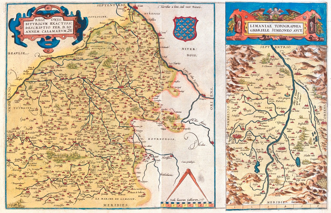 Region-a: Centre, Bourgogne, Auvergne, Limousin Region-b: Auvergne, Frankrig af Abraham Ortelius