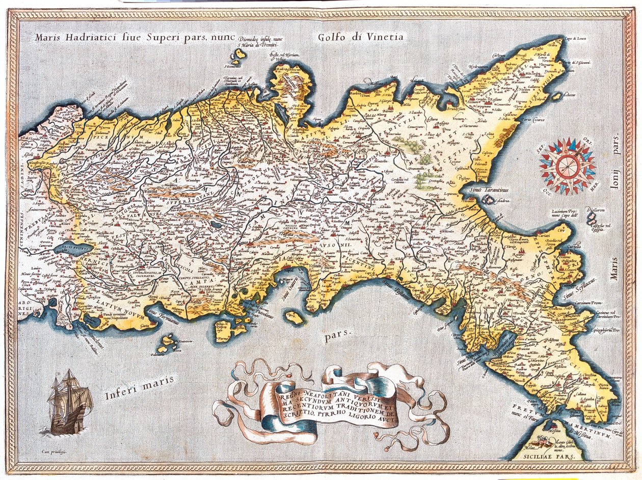 Sydlige Lazio, sydlige Marche, Abruzzo, Molise, Campasnia, Apulien, Basilicata Calabria, Italien af Abraham Ortelius