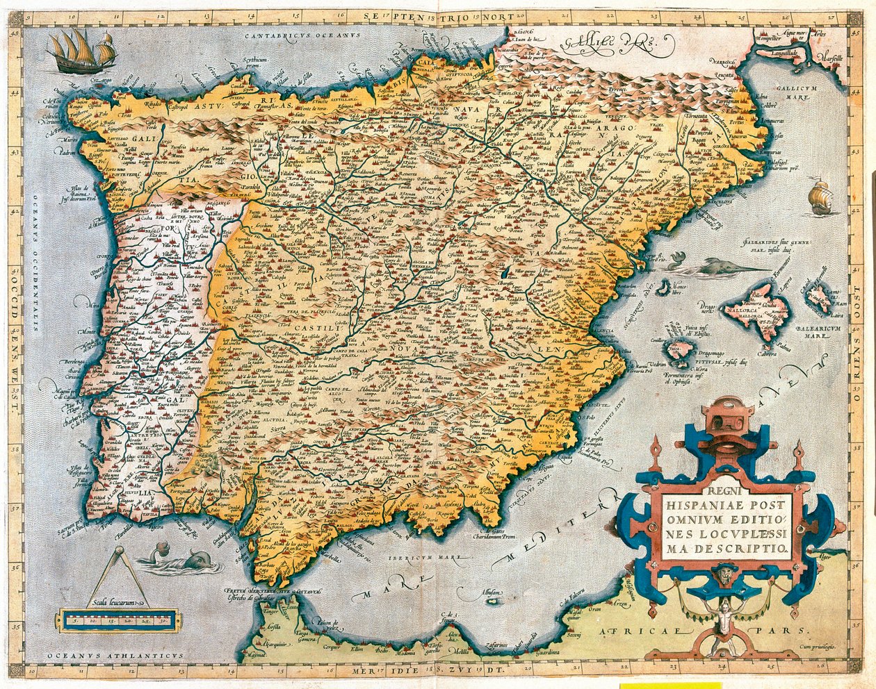 Spanien, Portugal af Abraham Ortelius