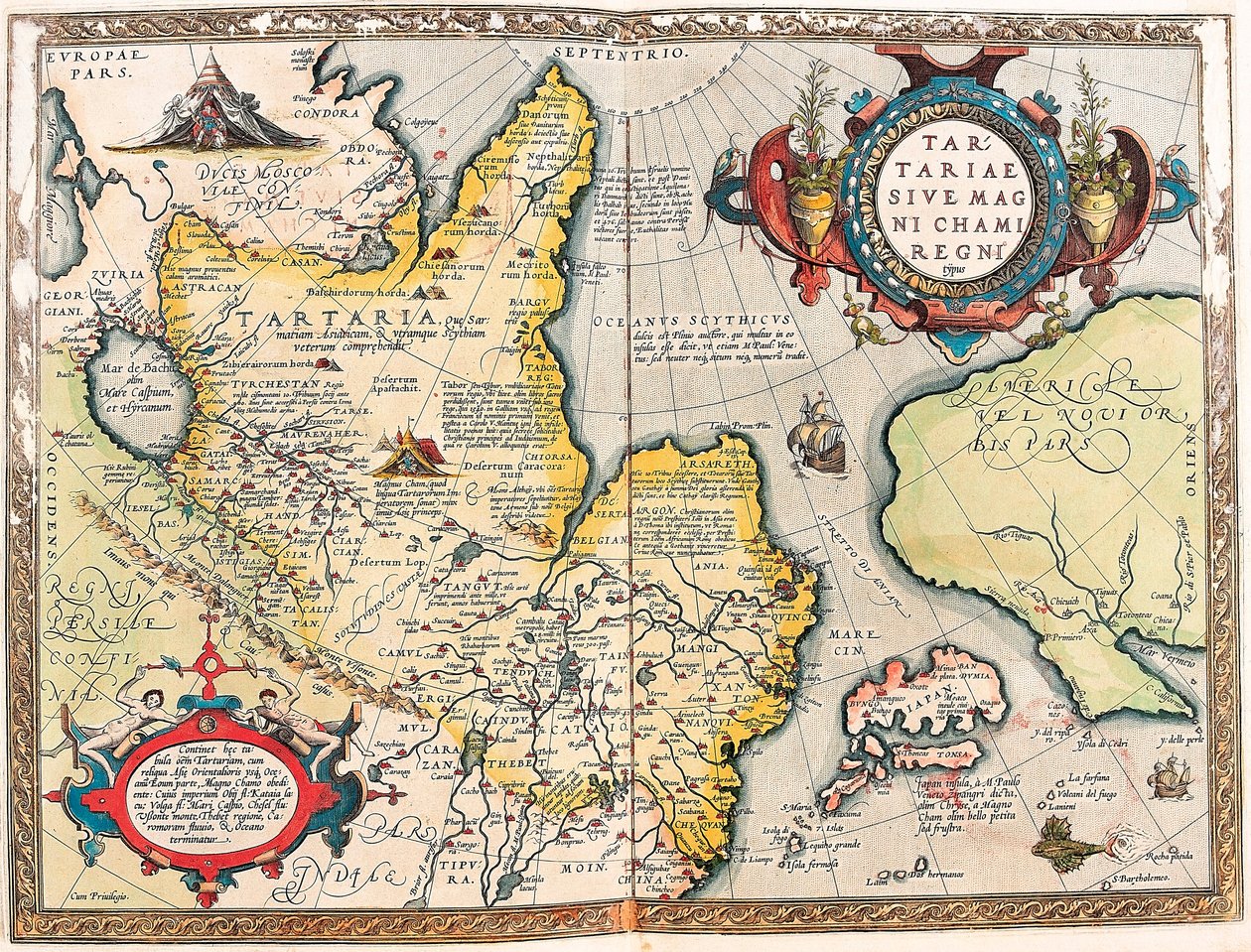 Geografisk kort over Tartar-territoriet fra "Theatrum Orbis Terrarum" af Abraham Ortelius (Oertel, Ortell eller Ortel af Abraham Ortelius