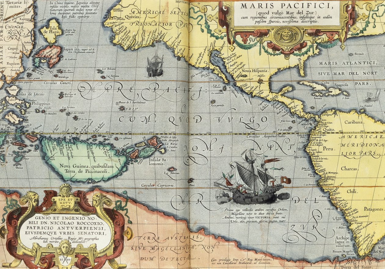 Stillehavet, 1592 af Abraham Ortelius