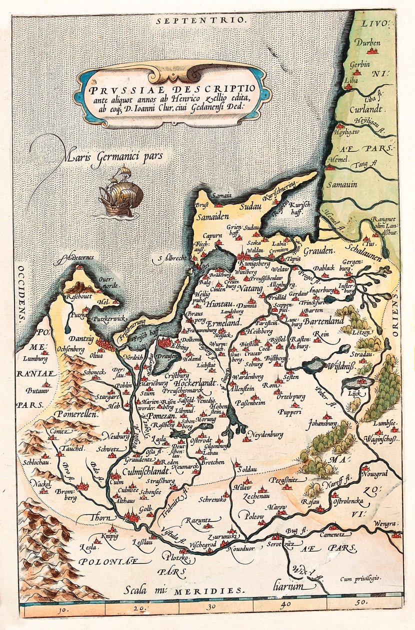 Thietmarsiae, Holsaticae regionale partier typus Geografi af det nordlige Polens territorium med byen Dantzig (Dantzig, Gdansk). af Abraham Ortelius