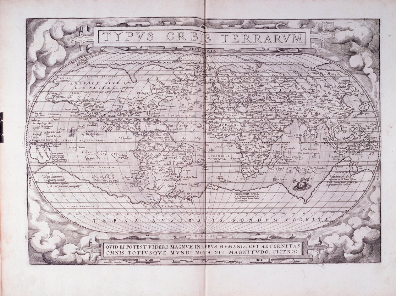 Typus Orbis Terras, portulan (gravering af Abraham Ortelius