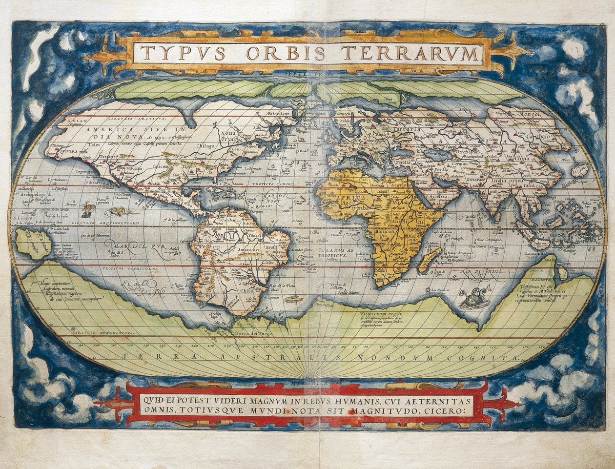 Verdenskort fra Theatrum Orbis Terrarum af Abraham Ortelius af Abraham Ortelius