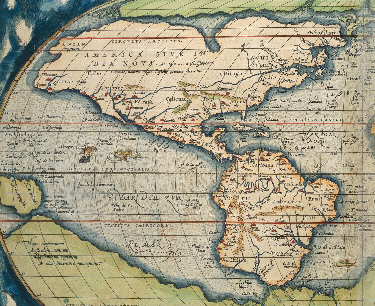 Verdenskort fra Theatrum Orbis Terrarum af Abraham Ortelius af Abraham Ortelius