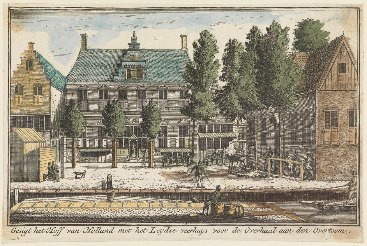 Udsigt over Hollands hof med Leidens færgehus før overfarten ved Overtoom af Abraham Rademaker