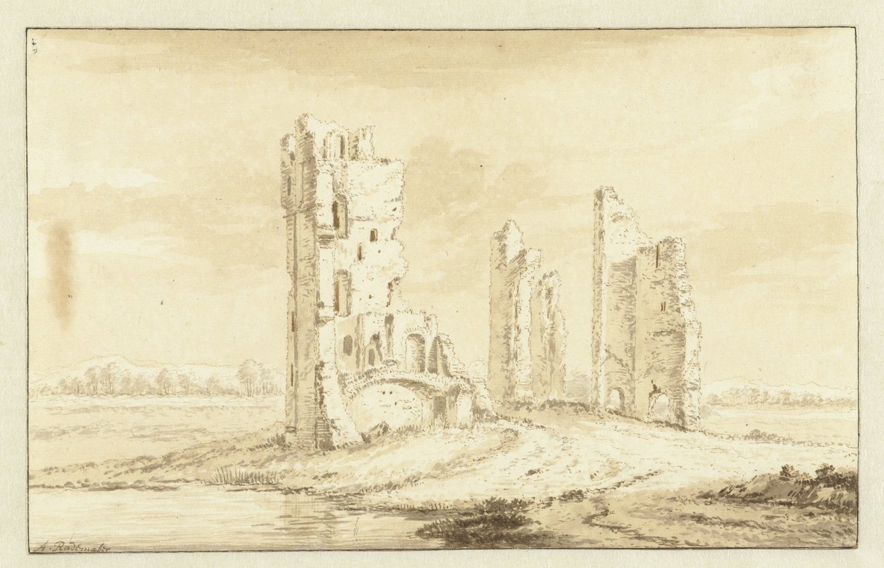 Ruinerne af huset i Kleef ved Haarlem af Abraham Rademaker