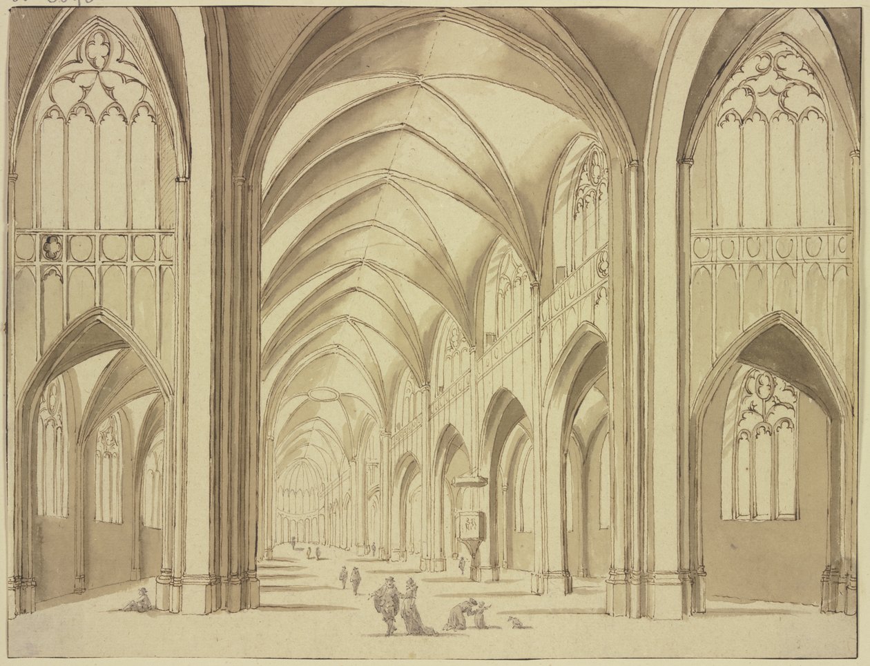 Interiør af Sankt Mariakirke i Utrecht af Abraham Rademaker