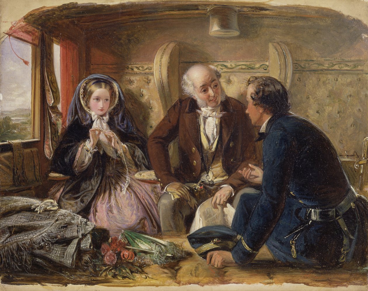 Første klasse - Mødet Og ved første møde elskede., 1855 af Abraham Solomon