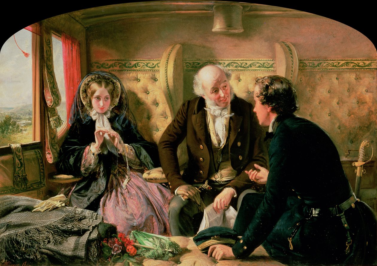 Første klasse - Mødet, ca. 1854 af Abraham Solomon
