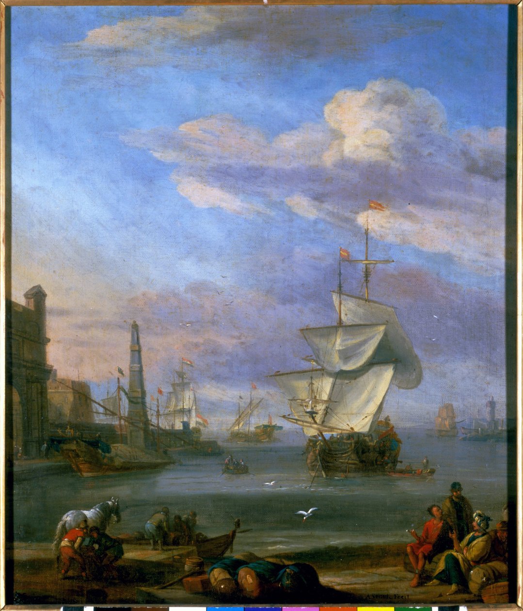 En hollandsk havn, maleri af Abrahm Storck af Abraham Storck