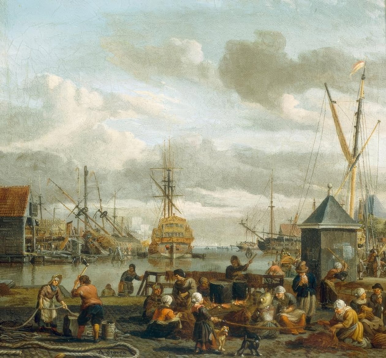 Udsigt over havnen i Amsterdam af Abraham Storck