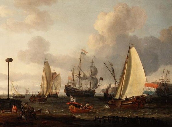 hollandske krigsmænd ud for kysten af Abraham Storck