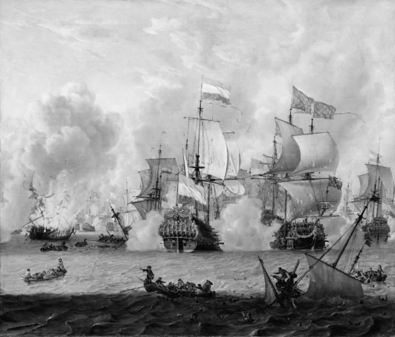 Møde mellem den engelske og den hollandske flåde ved La Hogue den 29. maj 1692 af Abraham Storck