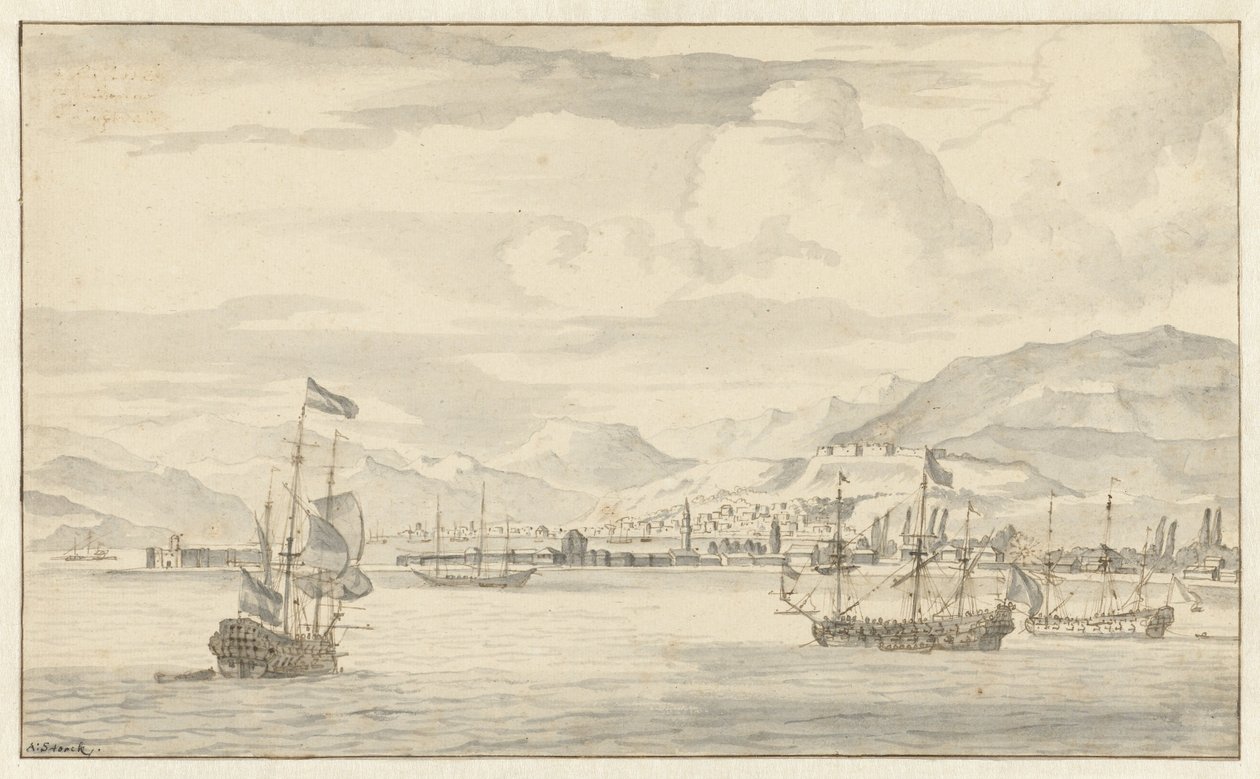 Udsigt over Smyrna (Izmir) af Abraham Storck