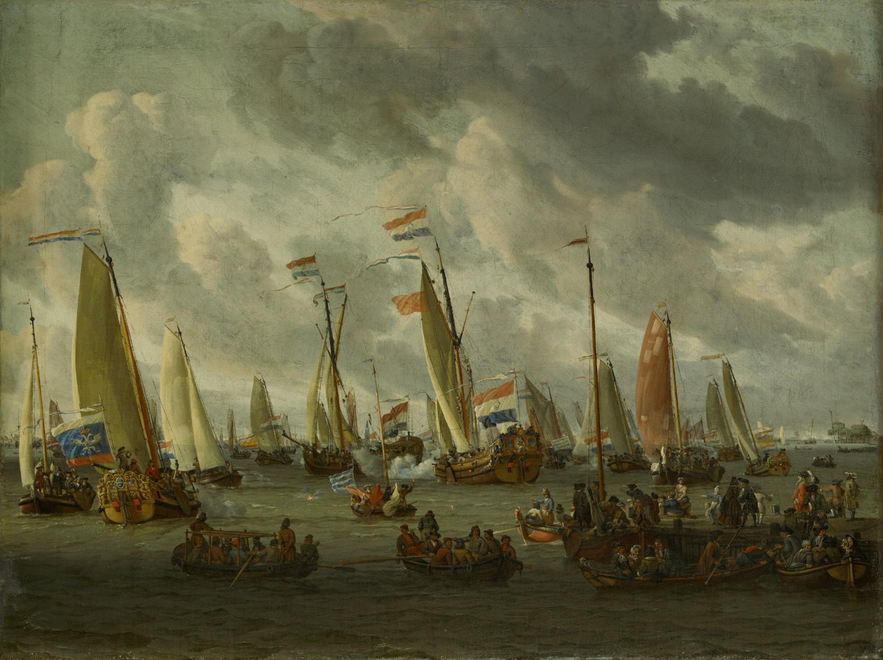 Søslaget på IJ til ære for den moskovitiske ambassade (1. september 1697) af Abraham Storck
