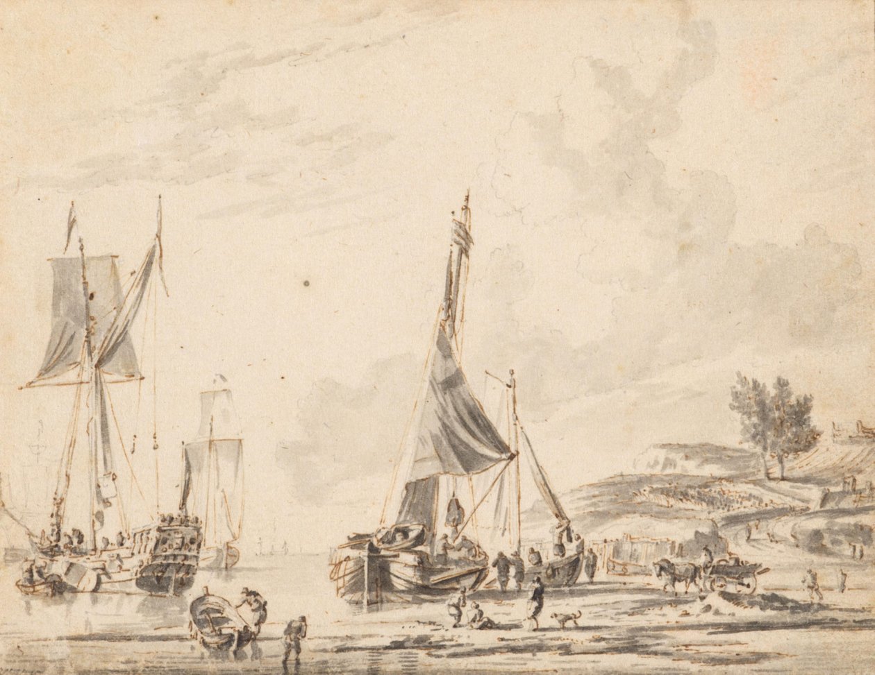 Hollandske skibe ved en fjern kyst af Abraham Storck