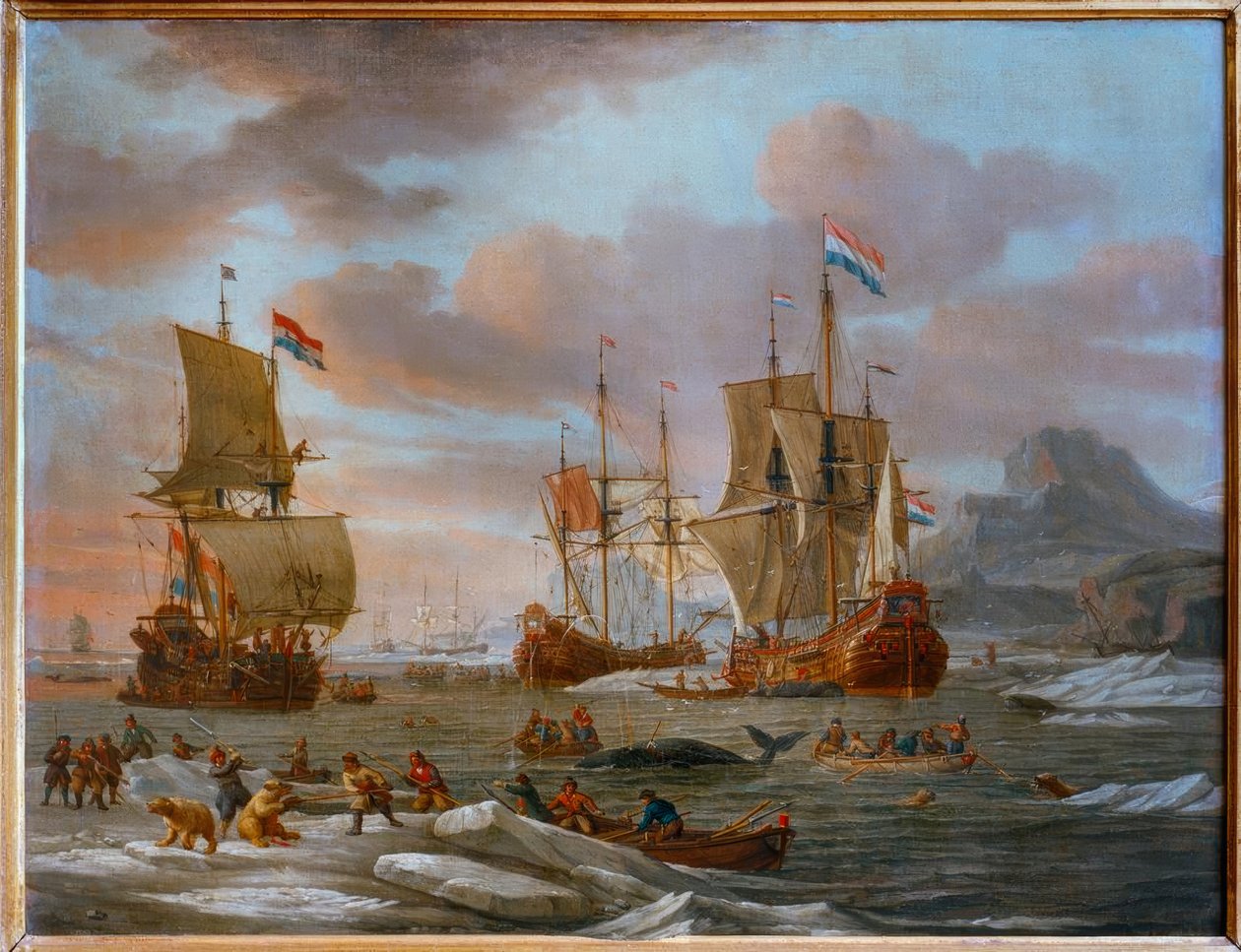 Hollandske oversvømmelser i hvalfangst af Abraham Storck