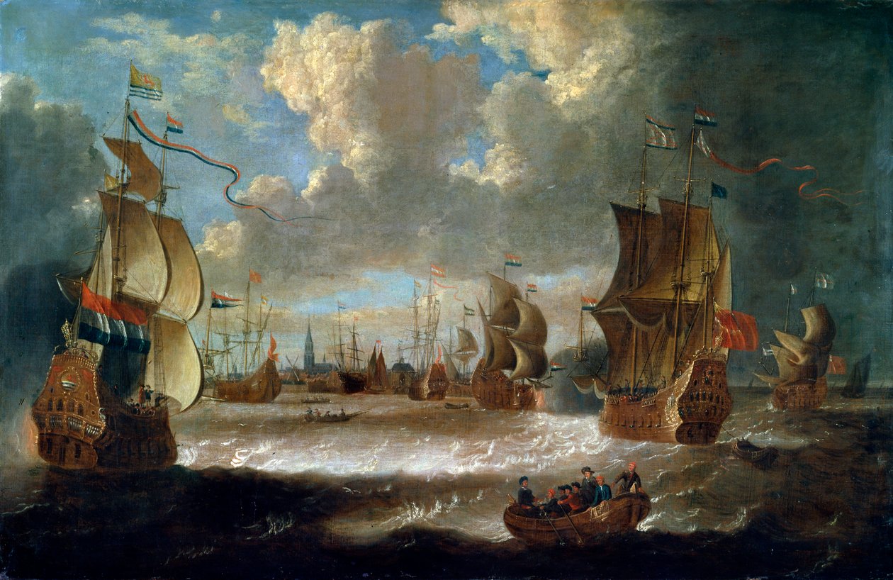 Skibe i en lagune, det 17. eller tidlige 18. århundrede af Abraham Storck