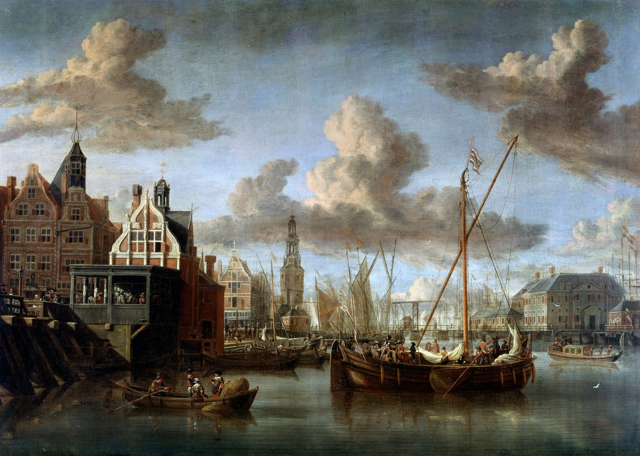 Havnen i Amsterdam, maleri af Abraham Storck (1635-1710) af Abraham Storck