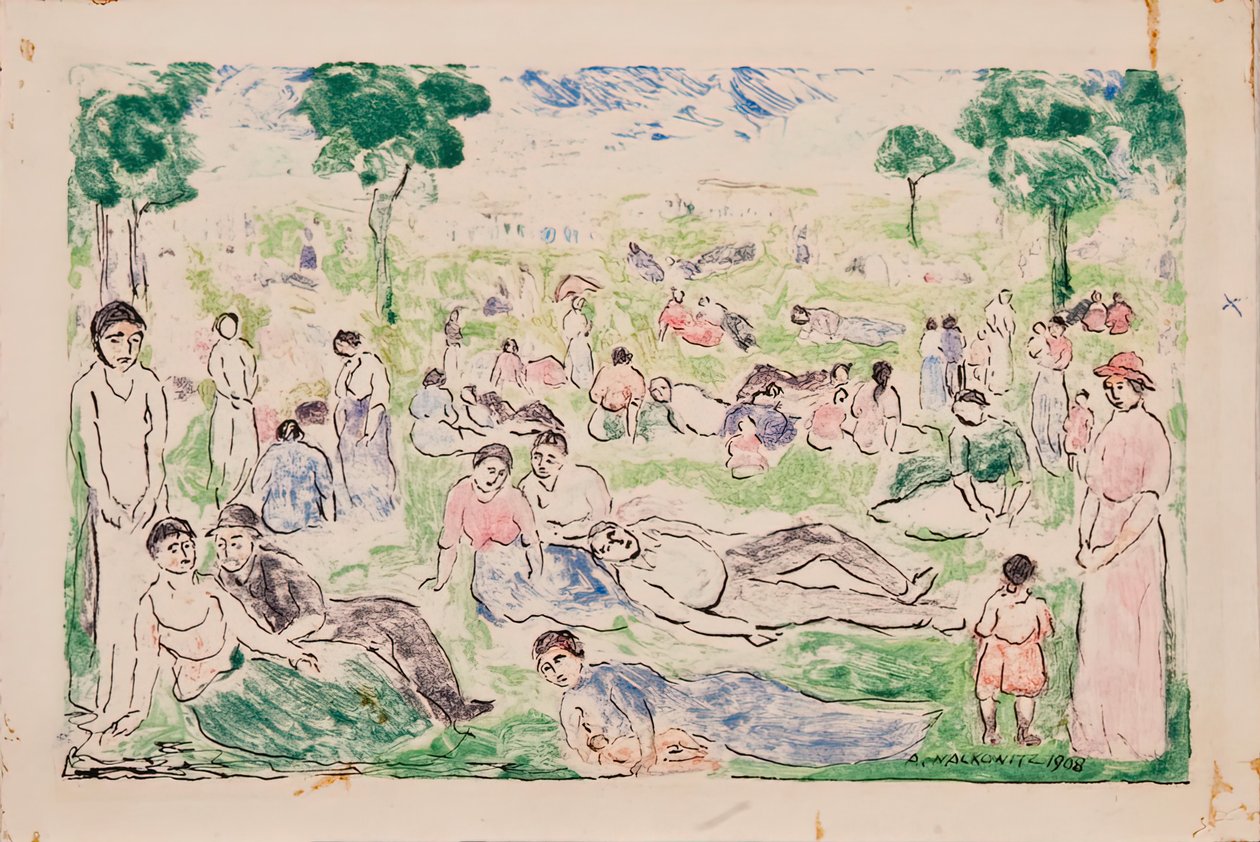 Park med figurer, 1908. af Abraham Walkowitz