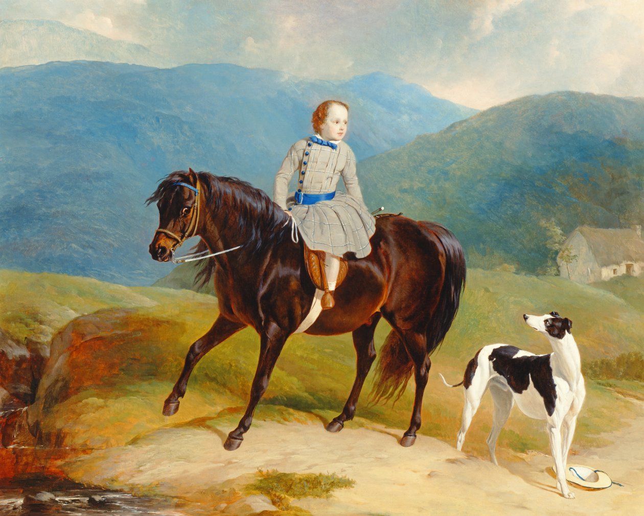 Mester Edward Coutts Marjoriebanks på sin pony, ca. 1851 (olie på lærred) af Abraham and Webster Thomas Cooper