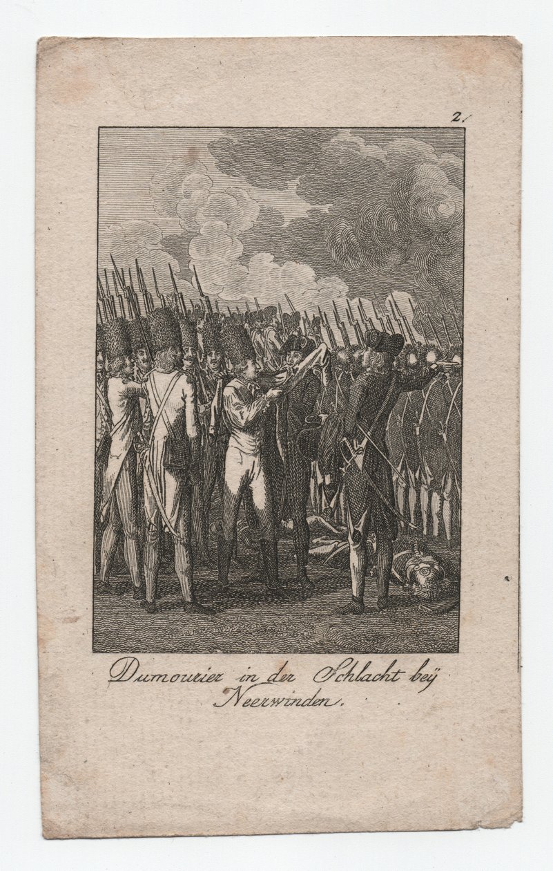Dumouriez i slaget ved Neerwinden, ca. 1795 (kobberstik) af Abraham Wolfgang Küffner