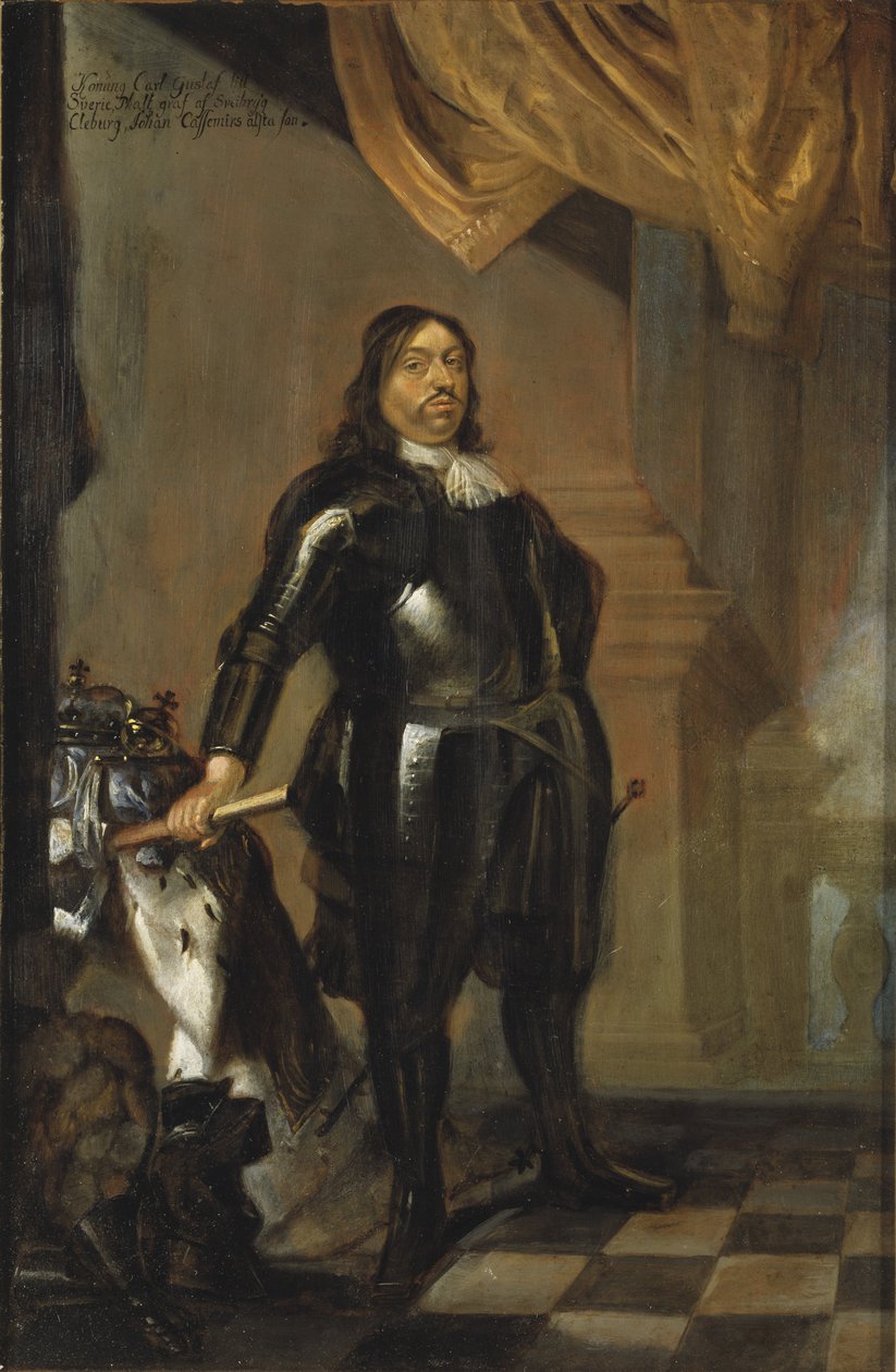 Charles X Gustave, roi de Suede - Portræt af kong Charles X Gustav af Sverige (1622-1660), af Wuchters, Abraham (1610-1682). Olie på kobber, midten af det 17. årh.. Mål: 35x23 cm. Nationalmuseum Stockholm af Abraham Wuchters