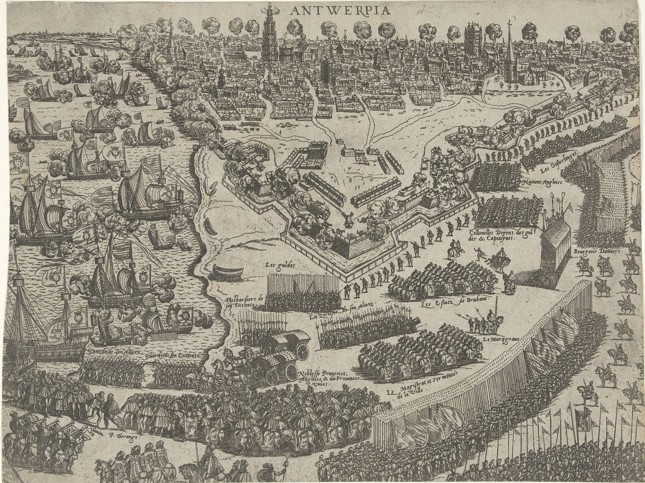 Hertugen af ​​Anjous ankomst til Antwerpen og modtagelse af prinsen af ​​Orange, 1582 af Abraham de Bruyn (attributed to)
