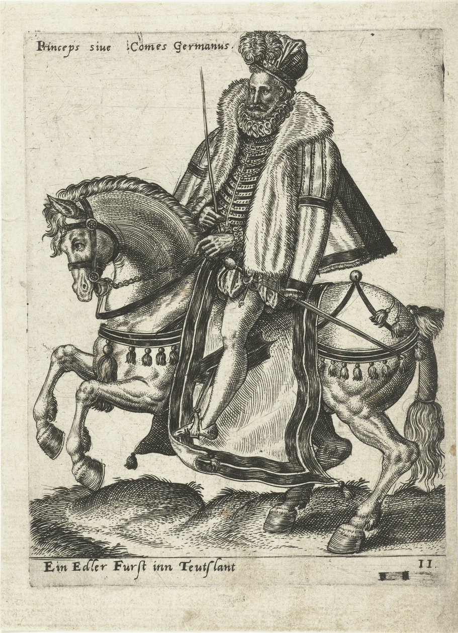 tysk hersker til hest af Abraham de Bruyn (attributed to)