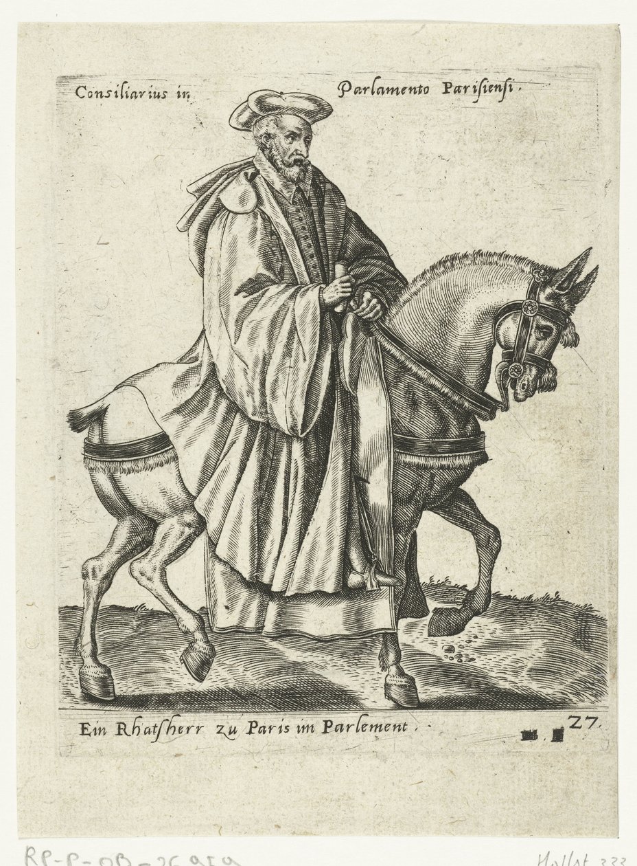 fransk rådmand til hest af Abraham de Bruyn (attributed to)